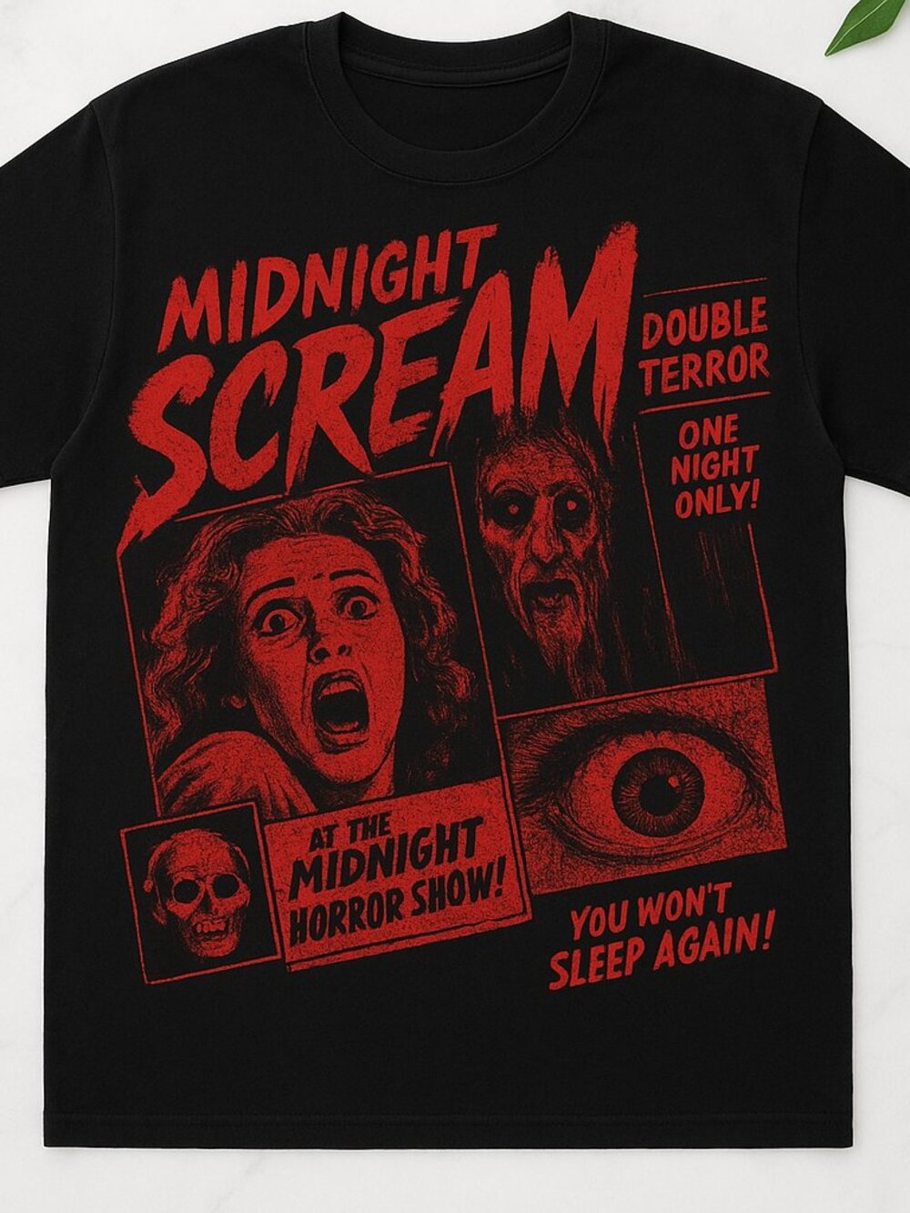 Midnight Scream Horror Graphic Tee | Vintage Horror Movie Style T-Shirt